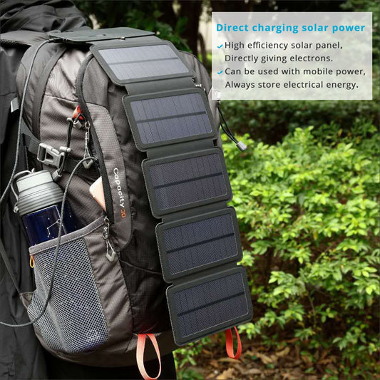 Lerranc Portable Folding 10W Solar Panels Charger 5V 2.1A USB Output Solar Cells for Cellphones Outdoors