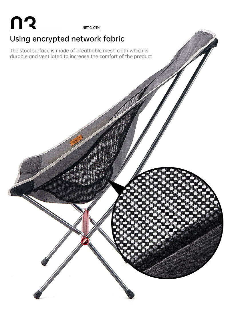 Outdoor Folding Chair Heighten Moon Chair Portable Camping Fishing Chair Leisure Beach Chair Back Chair