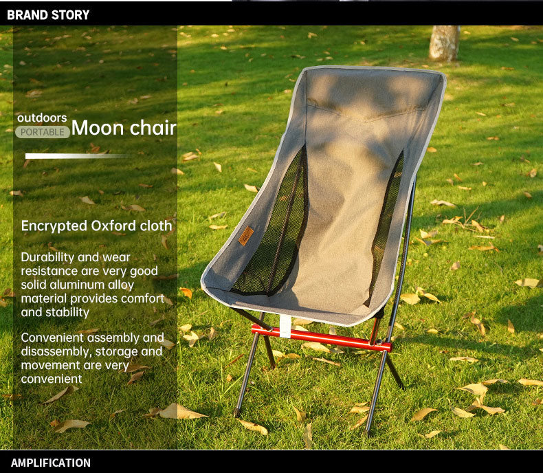 Outdoor Folding Chair Heighten Moon Chair Portable Camping Fishing Chair Leisure Beach Chair Back Chair