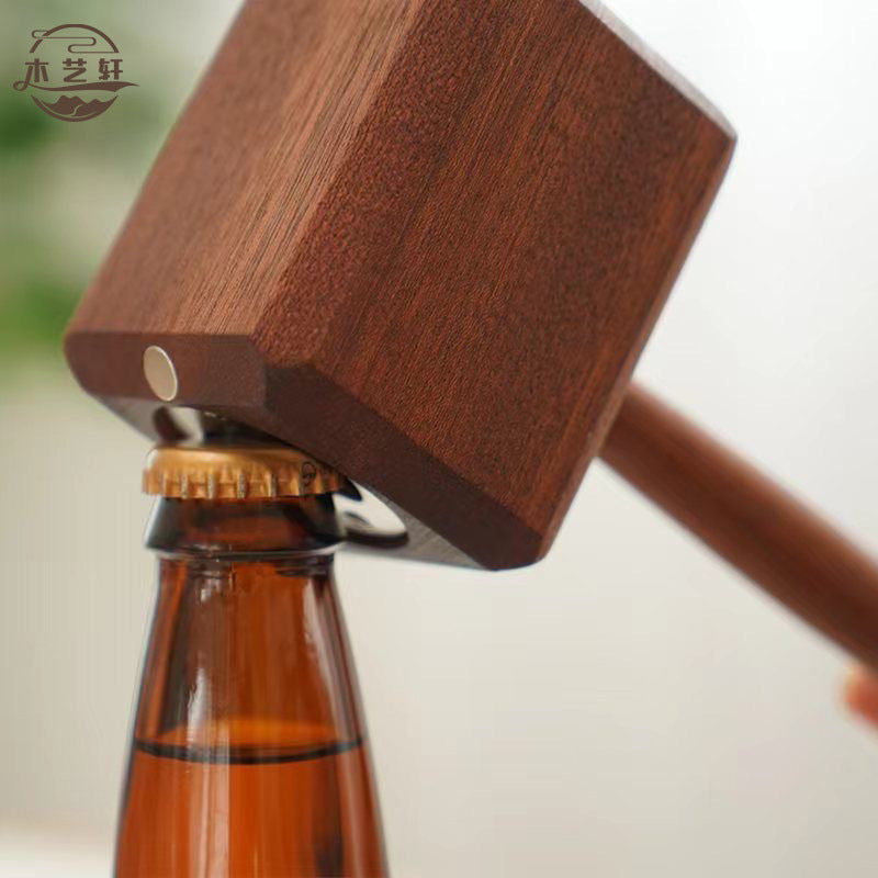 Bottle opener bottle opener beer beverage soda black walnut solid wood handle home personality creative bottle opener artifact