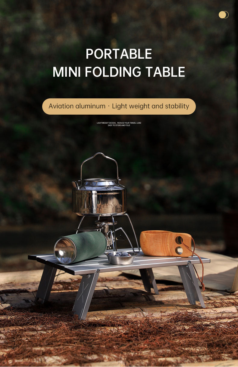 Black Lightweight Portable Folding Ultralight Roll Up Mini Aluminum Picnic Camping Table Foldable For Outdoor Hiking