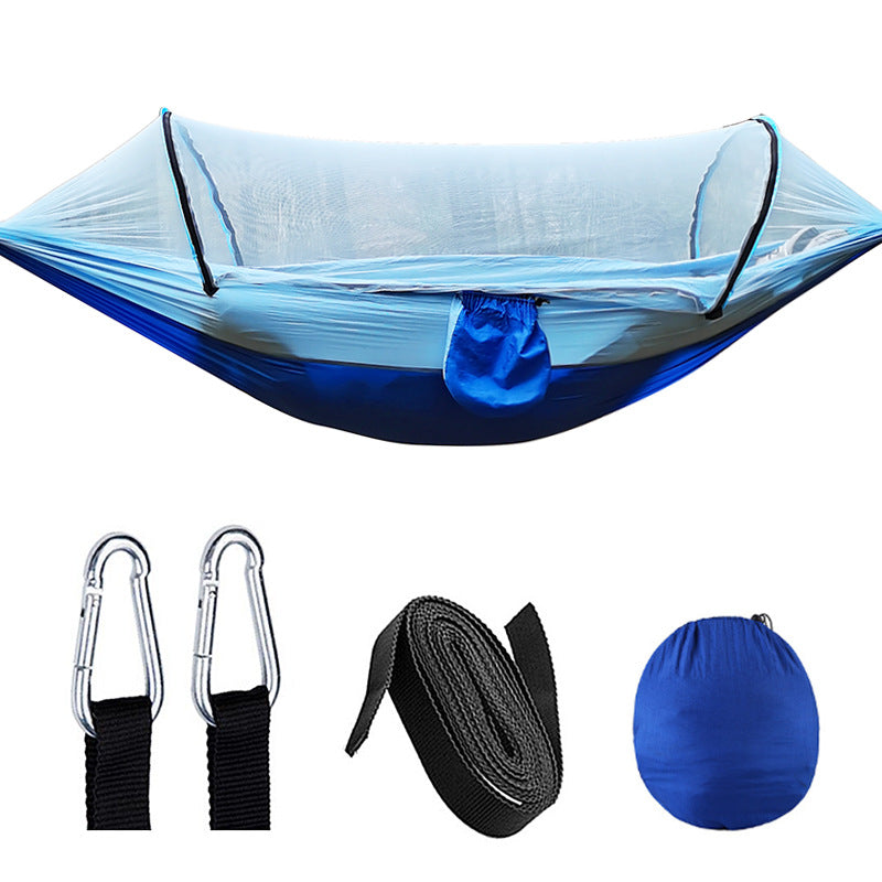 Automatic Quick Opening Mosquito Net Hammock Outdoor Camping Pole Mosquito Net Hammock Anti Roll Nylon Hammock