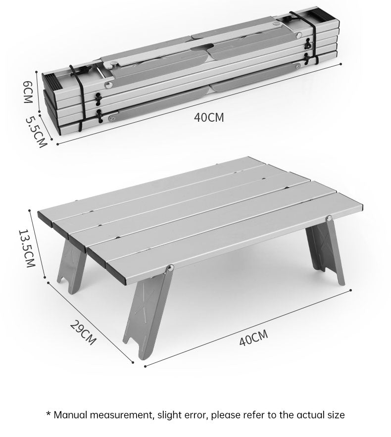 Black Lightweight Portable Folding Ultralight Roll Up Mini Aluminum Picnic Camping Table Foldable For Outdoor Hiking