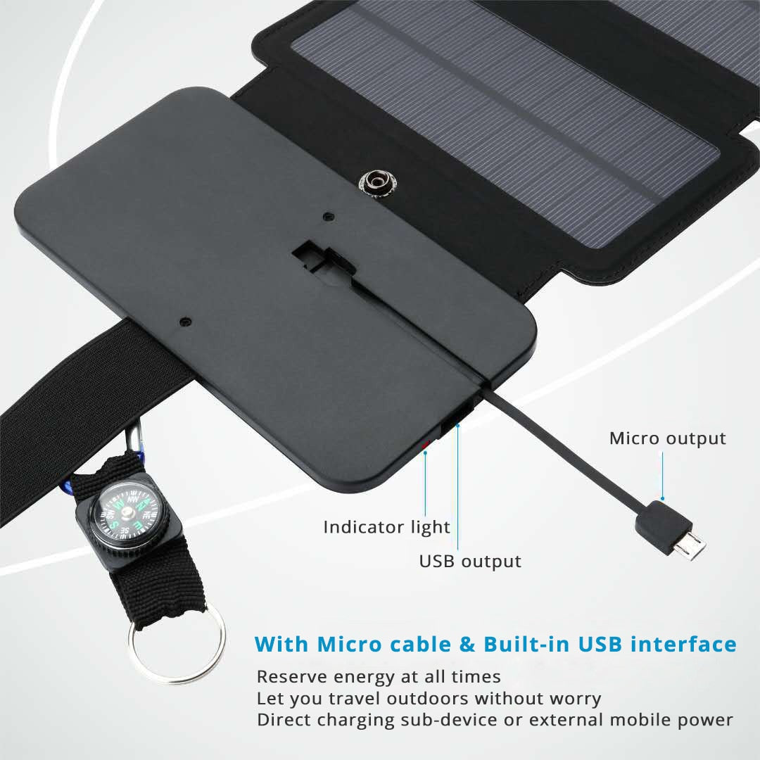 Lerranc Portable Folding 10W Solar Panels Charger 5V 2.1A USB Output Solar Cells for Cellphones Outdoors