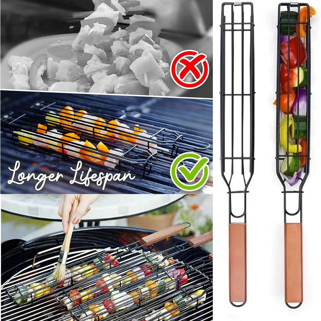 Portable BBQ Grilling Basket Stainless Steel Nonstick Barbecue Grill Basket Tools Mesh Kitchen Tools kitchen accessories#30