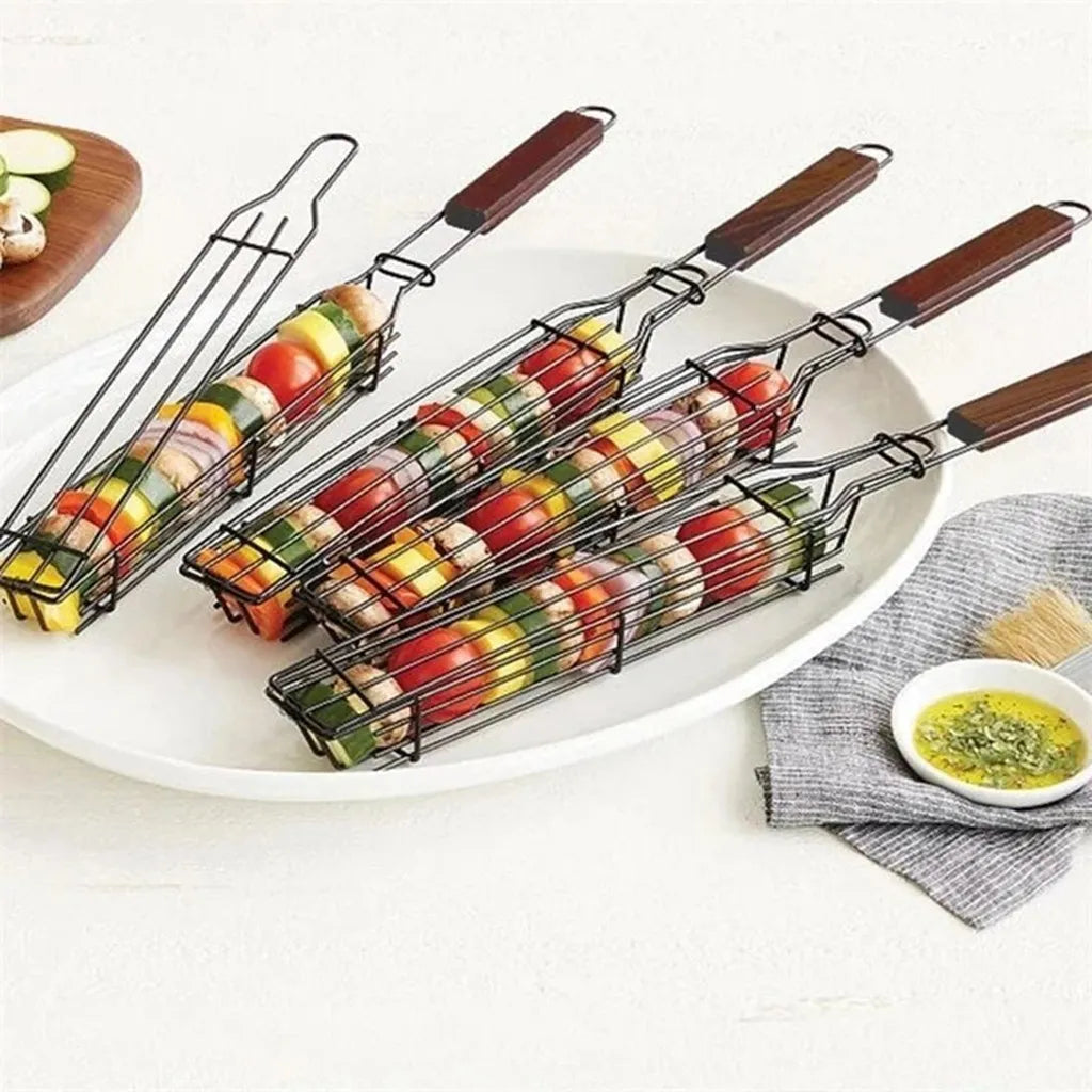 Portable BBQ Grilling Basket Stainless Steel Nonstick Barbecue Grill Basket Tools Mesh Kitchen Tools kitchen accessories#30