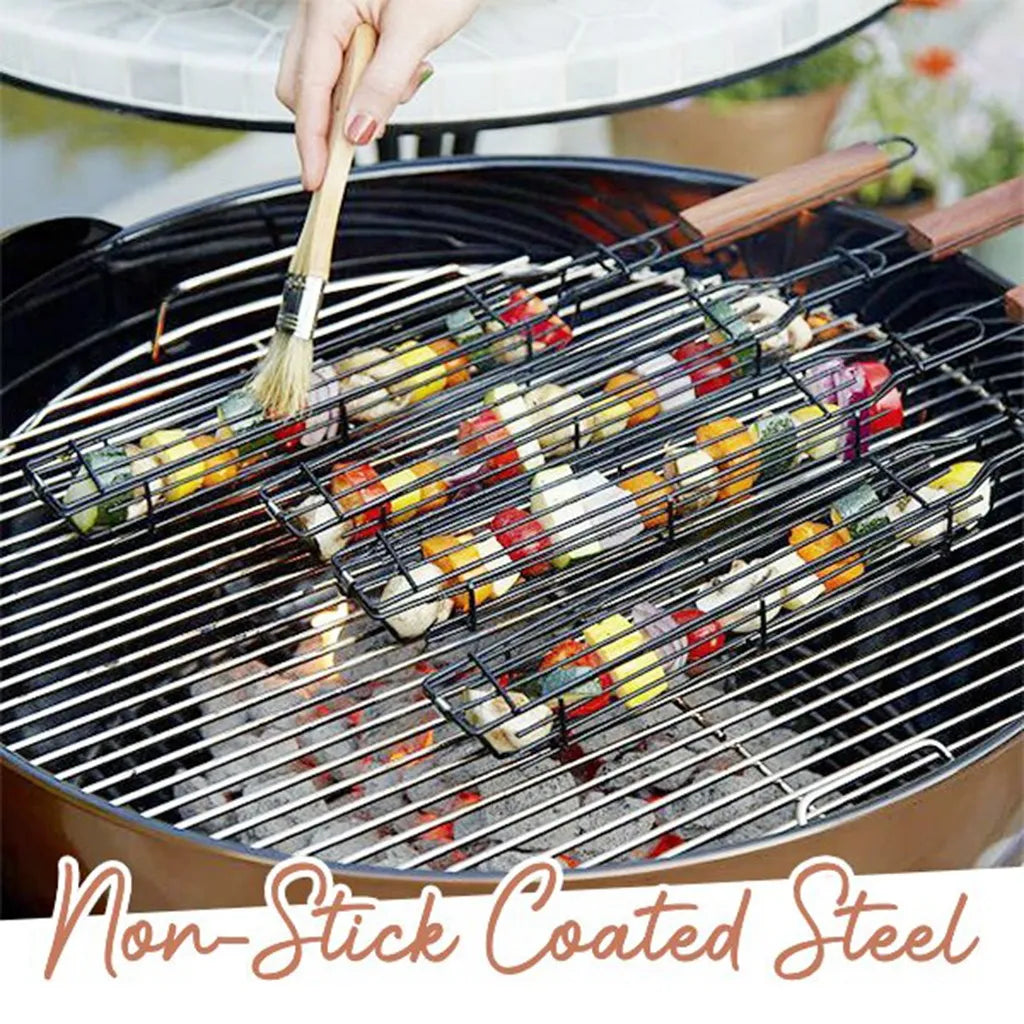 Portable BBQ Grilling Basket Stainless Steel Nonstick Barbecue Grill Basket Tools Mesh  Kitchen Tools kitchen accessories#30