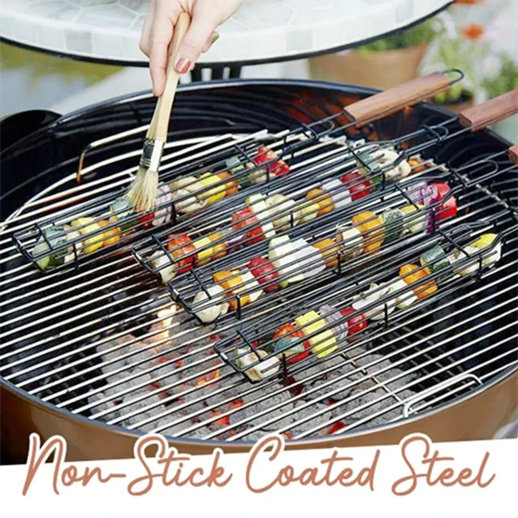 Portable BBQ Grilling Basket Stainless Steel Nonstick Barbecue Grill Basket Tools Mesh Kitchen Tools kitchen accessories#30